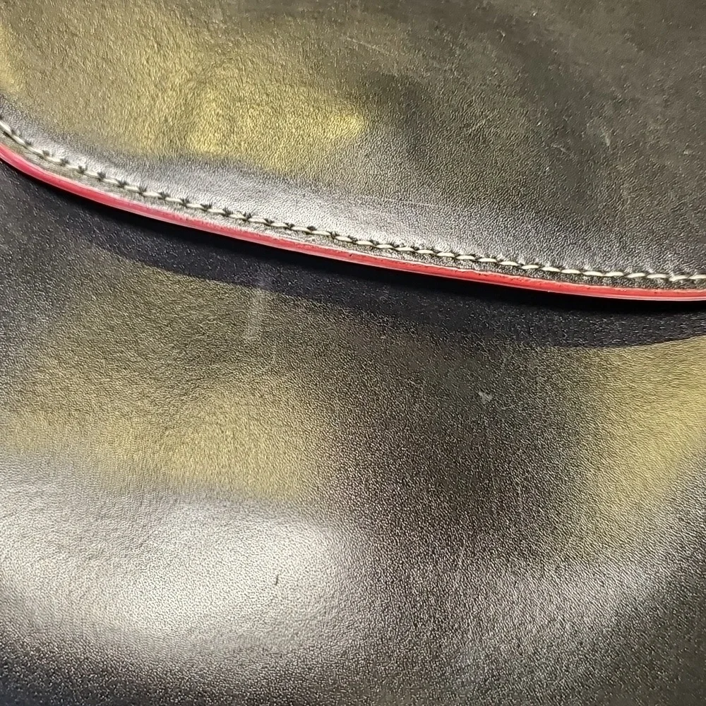 Lodis Black Leather Tote Bag With Red Edge Trim - Picture 2 of 11
